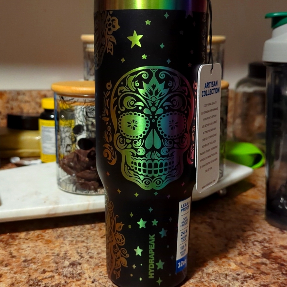 NWT Hydrapeak Halloween Sugar Skull Tumbler 💀☠️💀
